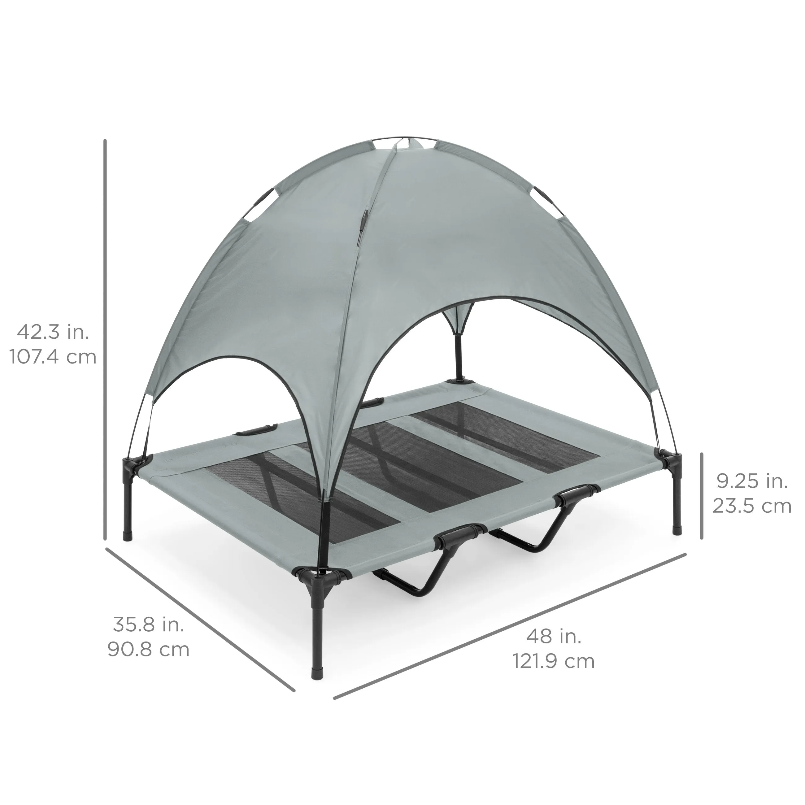 48in Outdoor Raised Cooling Pet Dog Bed w/ Canopy, Travel Bag