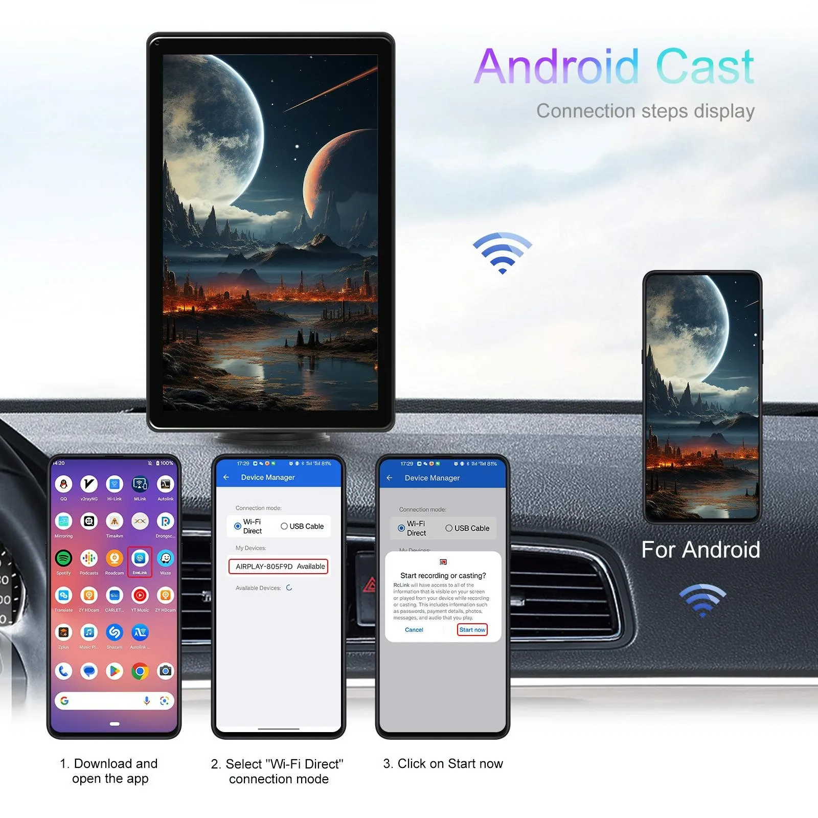 8 Inch Full Touch Car Screen Player - Horizontal / Vertical Carplay / Android Auto