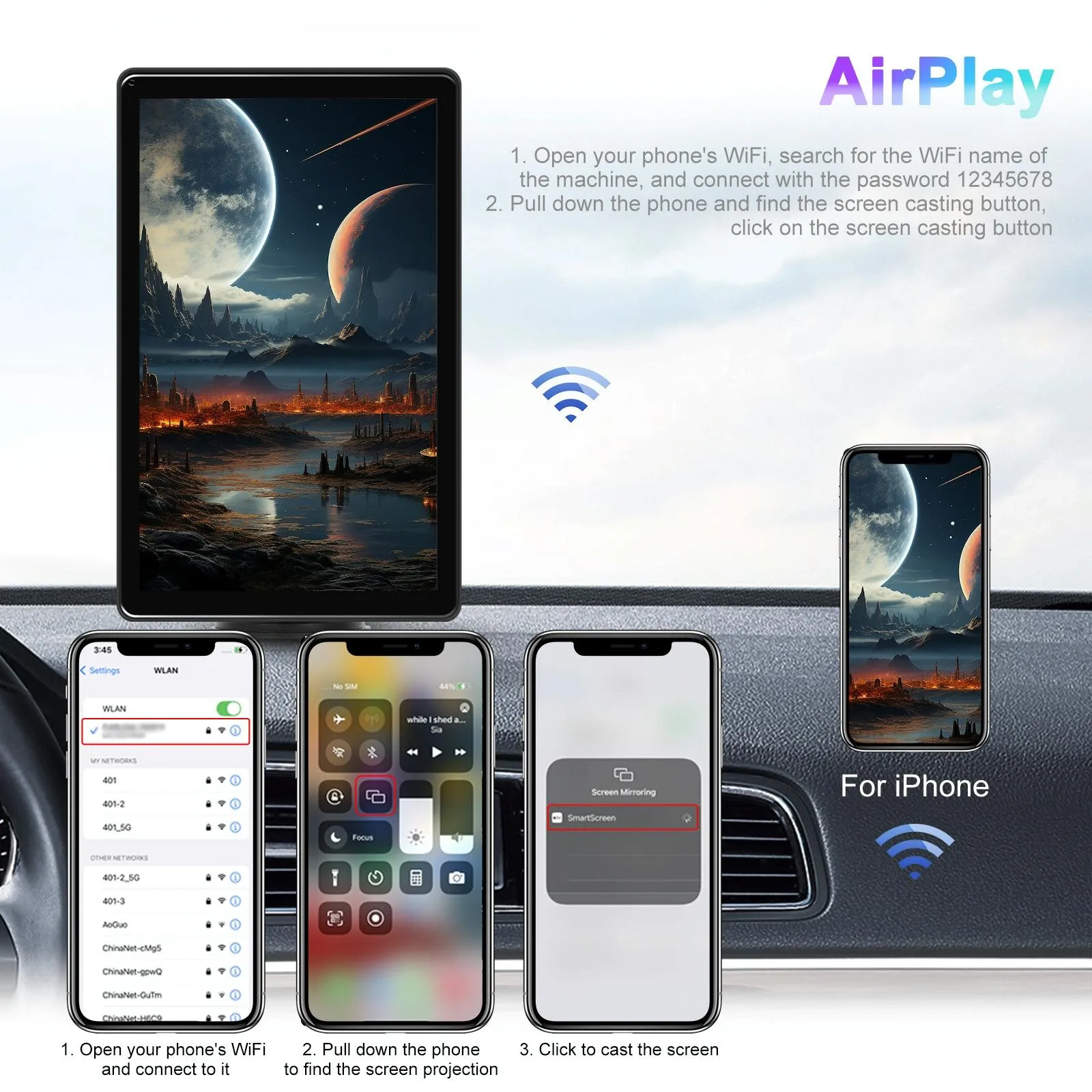 8 Inch Full Touch Car Screen Player - Horizontal / Vertical Carplay / Android Auto