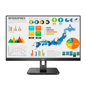 Aoc Monitor 23.8” Ips Panel 1920X1080 @75Hz|Vga|Hdmi|Internal Power Supply|Vesa|Adaptive Sync