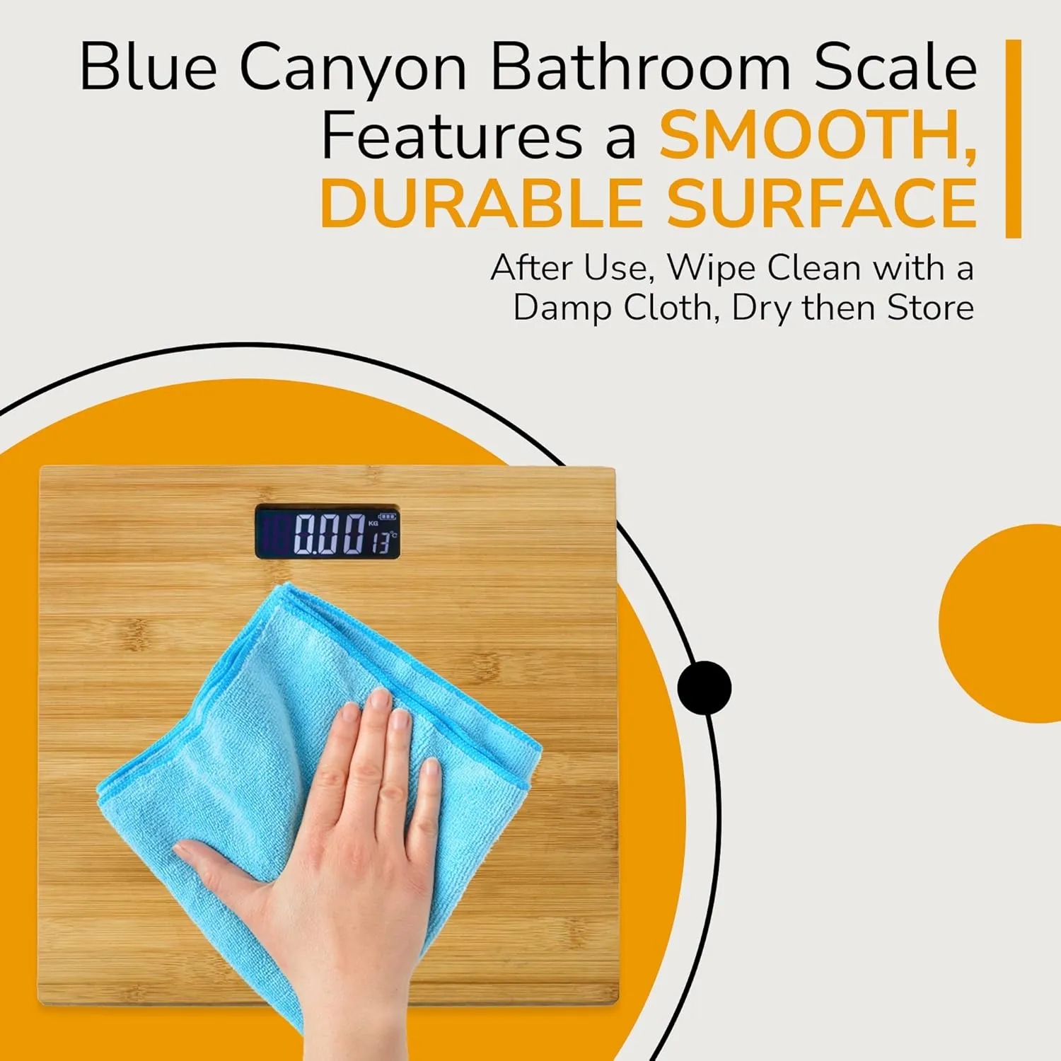 Blue Canyon Bamboo Digital Display Bathroom Scales 180Kg Max Capacity