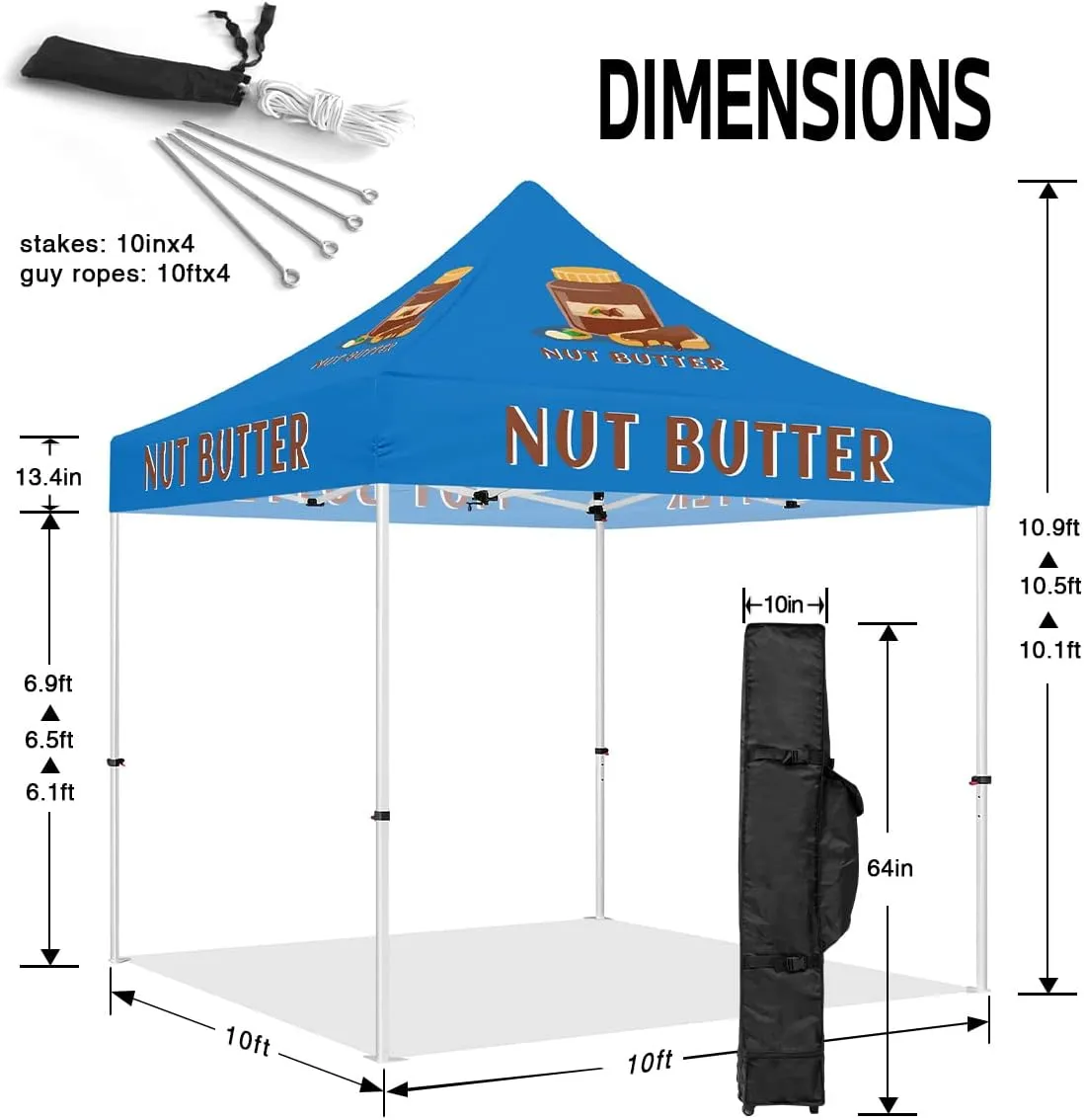 Canopy Tents 10x10-ABLEM8CANOPY Nut Butter 10x10 Pop Up Canopy Tent