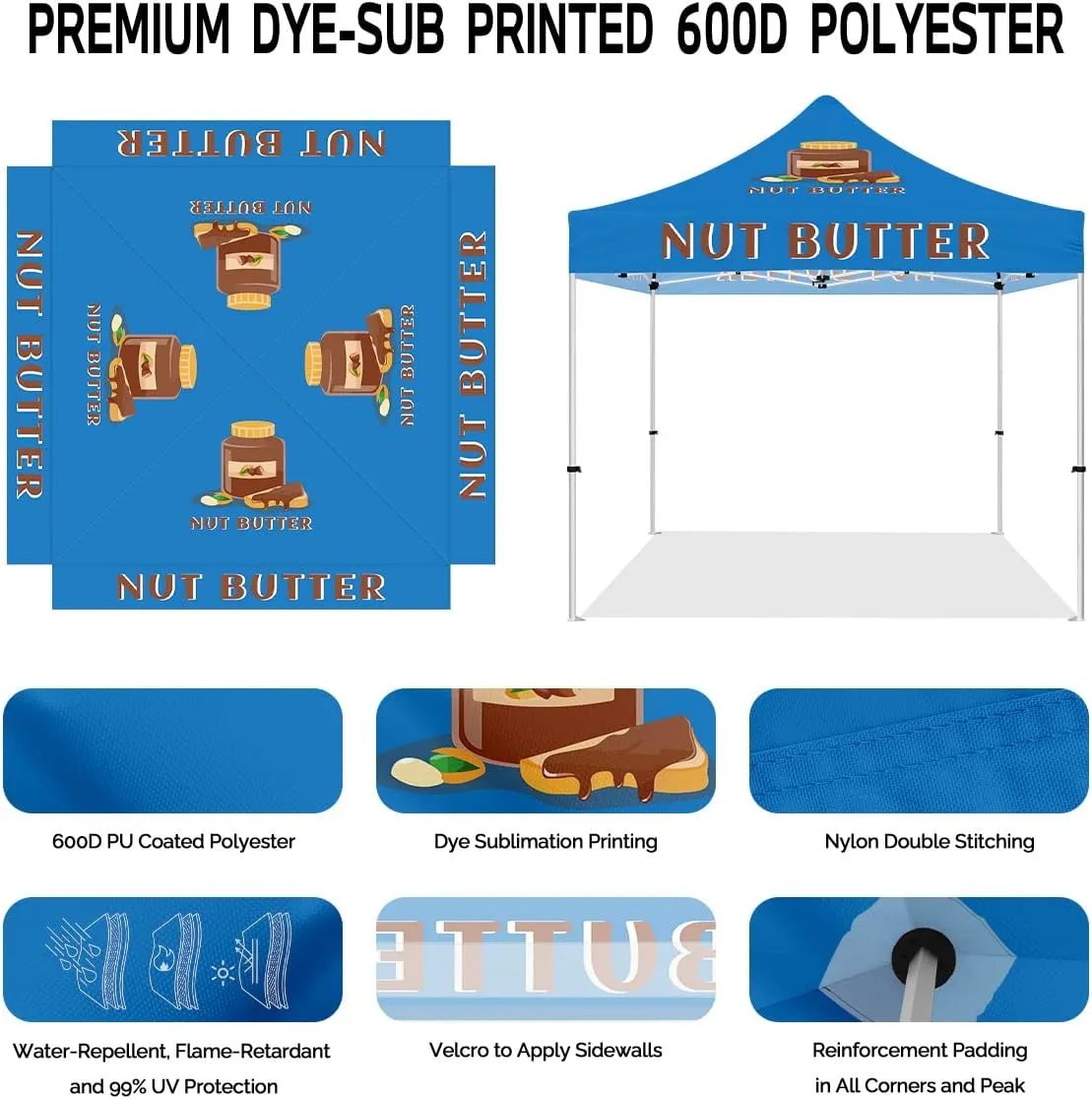 Canopy Tents 10x10-ABLEM8CANOPY Nut Butter 10x10 Pop Up Canopy Tent