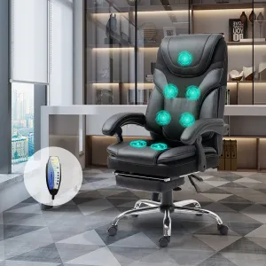 Couch.com Massage Reclining Office Chair With Footrest, High Back Computer Chair Home Desk Ergonomic Executive Office Chair With Armrests, Adjustable Height Black, Adjustable, Durable Design by Couch.com