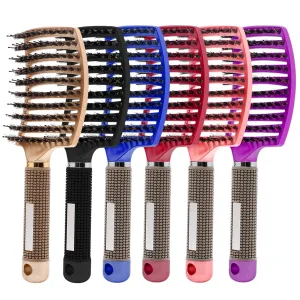 Detangling Hair Brush for Women Bristle Nylon Wet Massage Comb for Curly Hair Salon Styling Tool