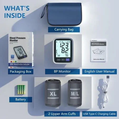 Digital Blood Pressure Monitor w/ 4" Large Backlit LCD and Two Arm Cuff Sizes
