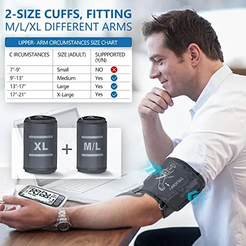 Digital Blood Pressure Monitor w/ 4" Large Backlit LCD and Two Arm Cuff Sizes