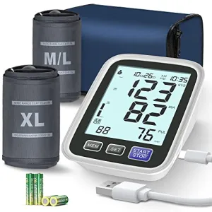 Digital Blood Pressure Monitor w/ 4" Large Backlit LCD and Two Arm Cuff Sizes