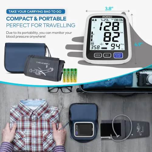 Digital Blood Pressure Monitor w/ 4" Large Backlit LCD and Two Arm Cuff Sizes