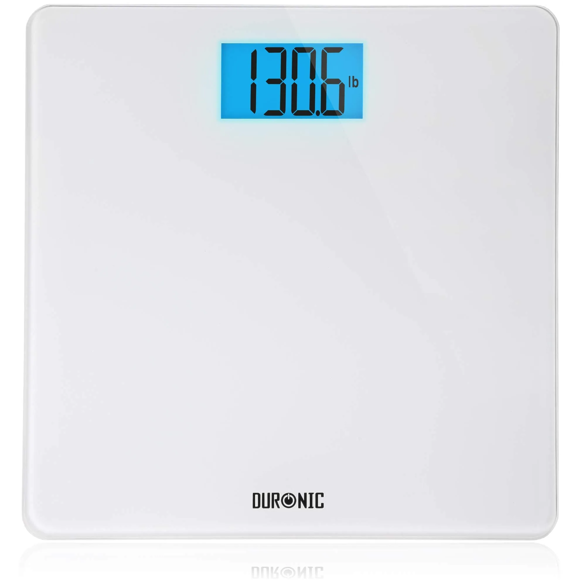 Duronic Digital Bathroom Body Scales BS403 | Measures Body Weight in Kilograms, Pounds and Stones | White Glass Design | Step-On Activation | Precision Sensors | XL Digital Display | 180kg Capacity