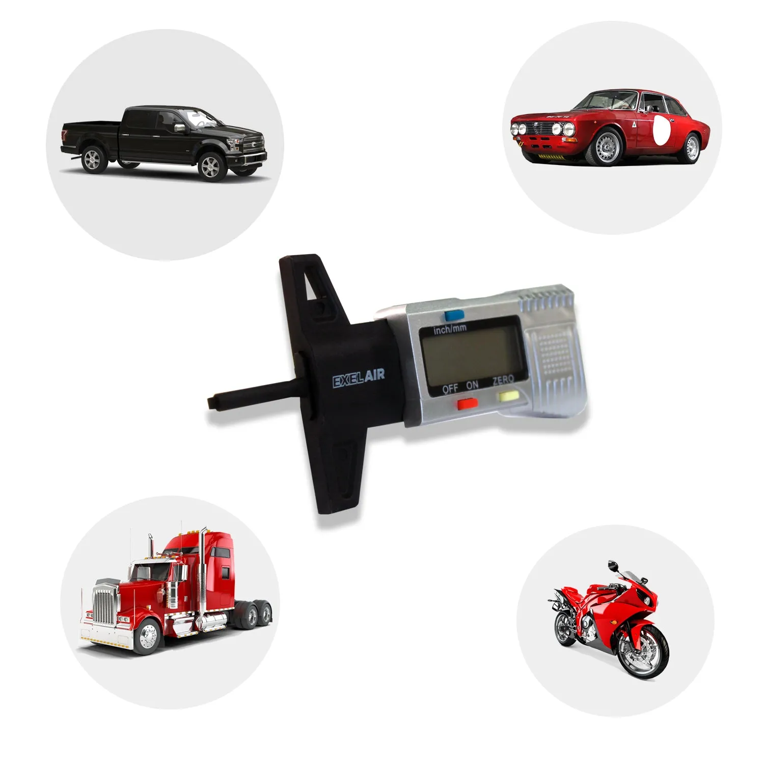 EXELAIR® Digital Tire Tread Depth Gauge (0 to 1" Range)