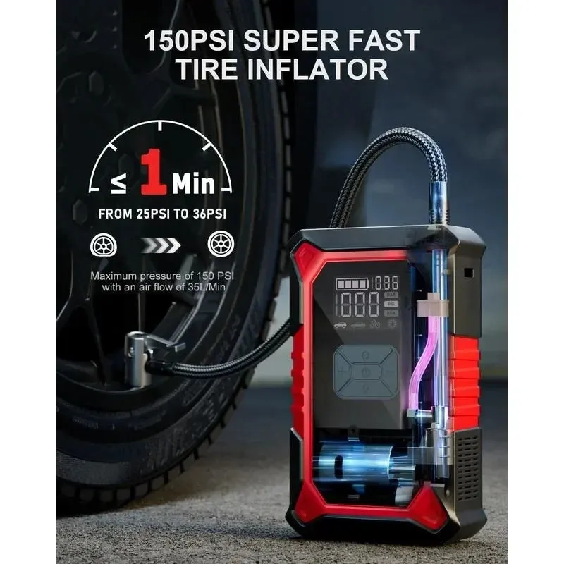 GOOLOO A3 3000A Portable Car Jump Starter & Air Compressor with 5-in-1 Functionality