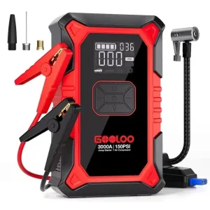 GOOLOO A3 3000A Portable Car Jump Starter & Air Compressor with 5-in-1 Functionality