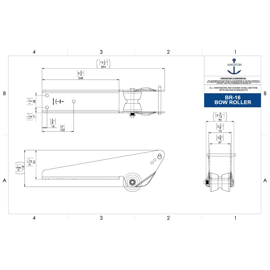 Kingston 15.5"L X 2-7/8"W Univ. Bow Roller