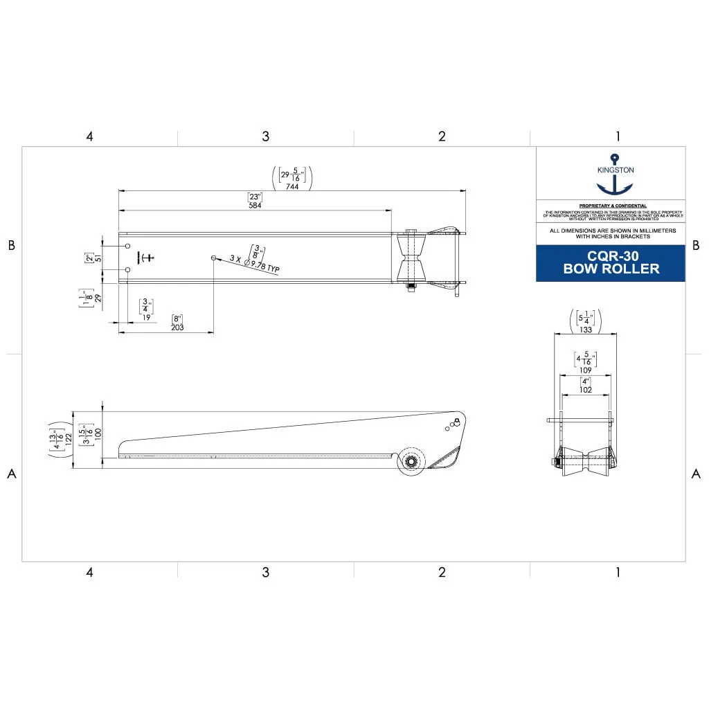 Kingston Bow Roller-Polished - 1/2"Lx4-3/8"W