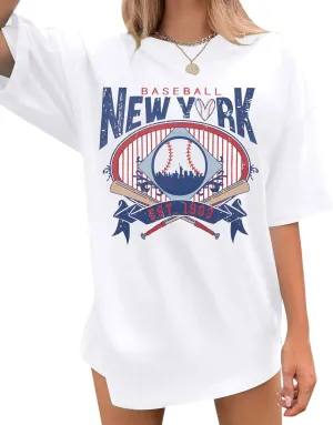 LUKYCILD Oversized Baseball Shirt Women: Vintage Baseball Mom Shirts Baseball Season Graphic Tee Game Day Short Sleeve Tops