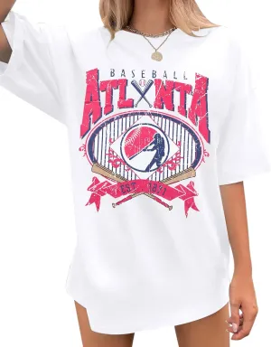 LUKYCILD Oversized Baseball Shirt Women: Vintage Baseball Mom Shirts Baseball Season Graphic Tee Game Day Short Sleeve Tops