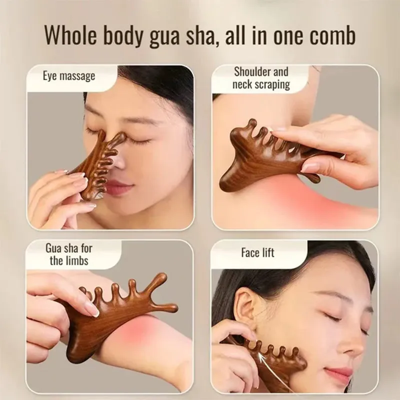 New Year Specials4-in-1 Wooden Scalp Massage Comb Gua Sha Tool
