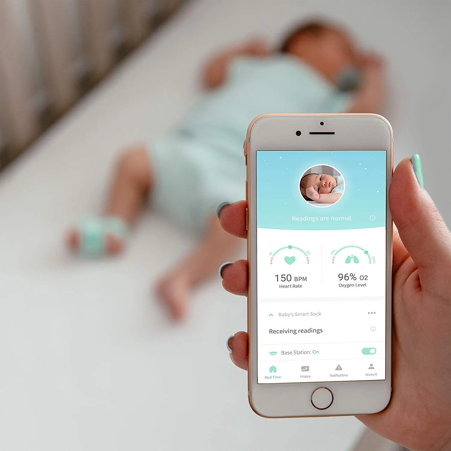 Owlet Smart Sock Baby Monitor - Track Your Infant's Heart Rate & Oxygen Levels