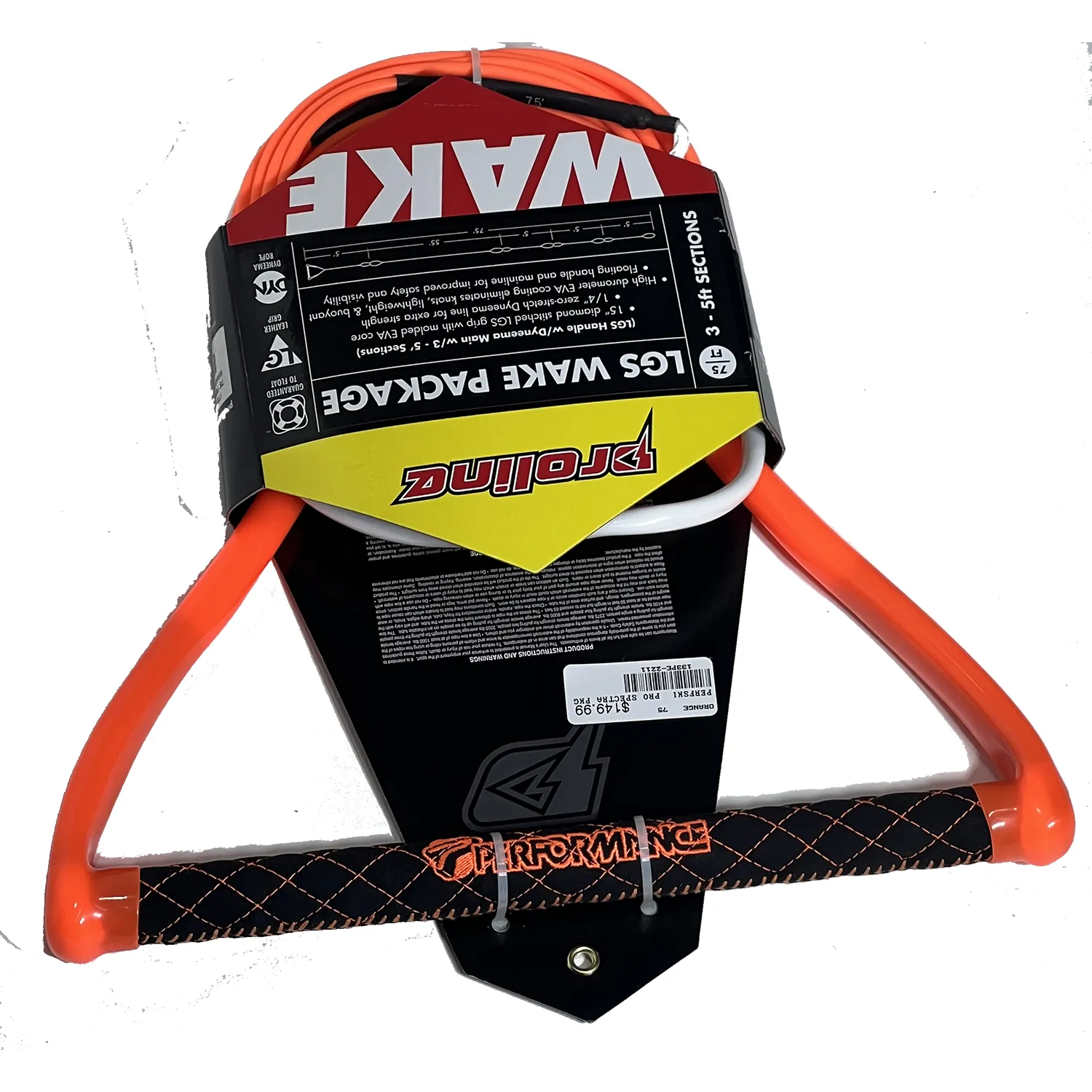 Performance Ski and Surf LGS Pro Spectra Wake Rope-Handle Combo 75 - Orange