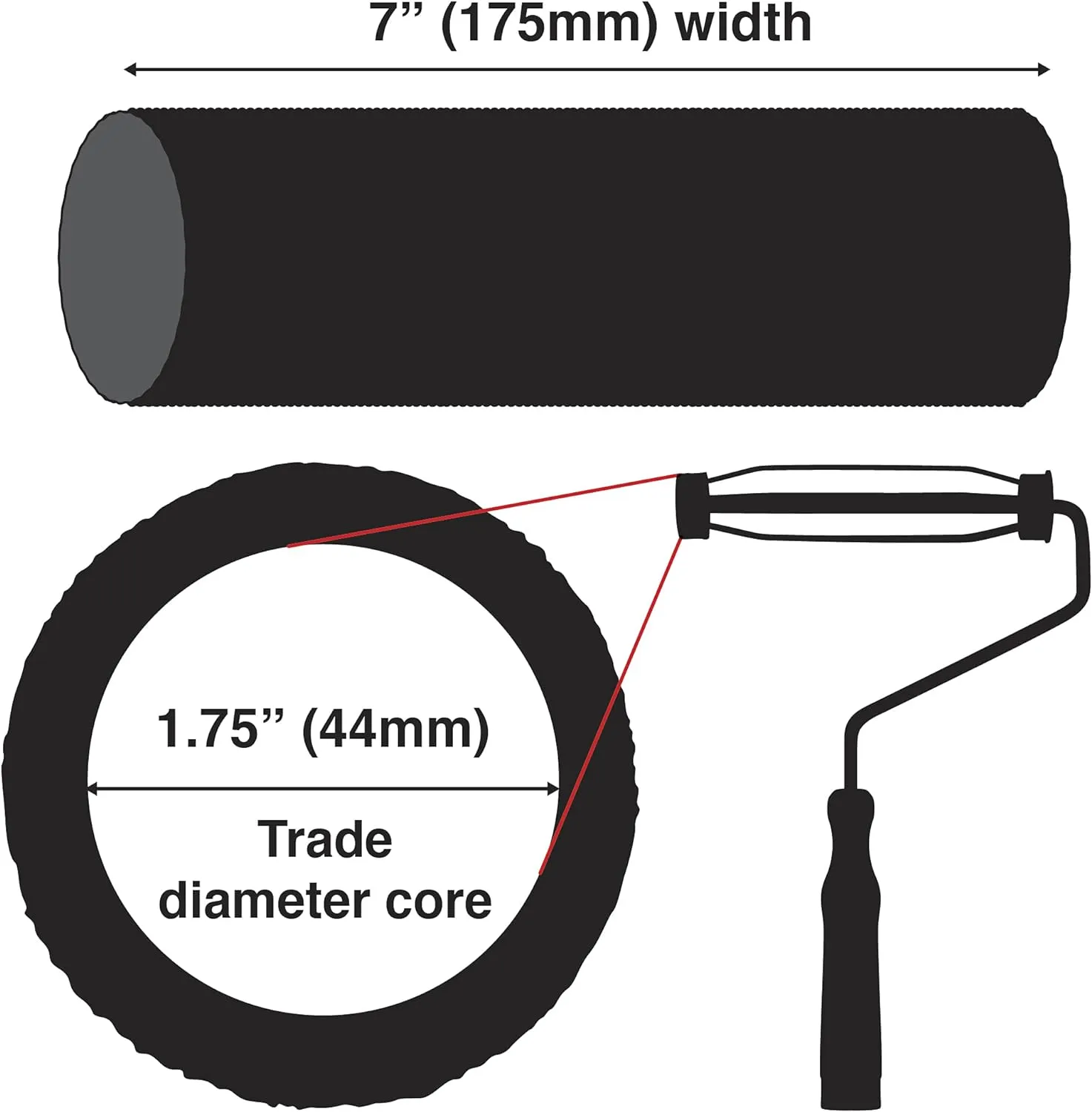 ProDec PRRE034 7 inch x 1.75" Long Pile Woven Trade Professional Paint Roller