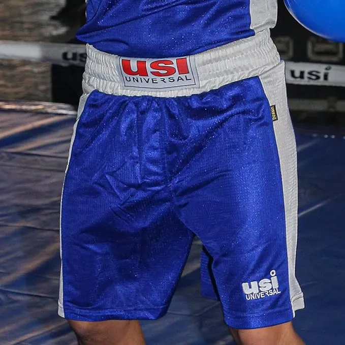 USI Mens Boxing Uniform Short & Vest Set Light Weight Sports Dress for Boxing (BLUE)