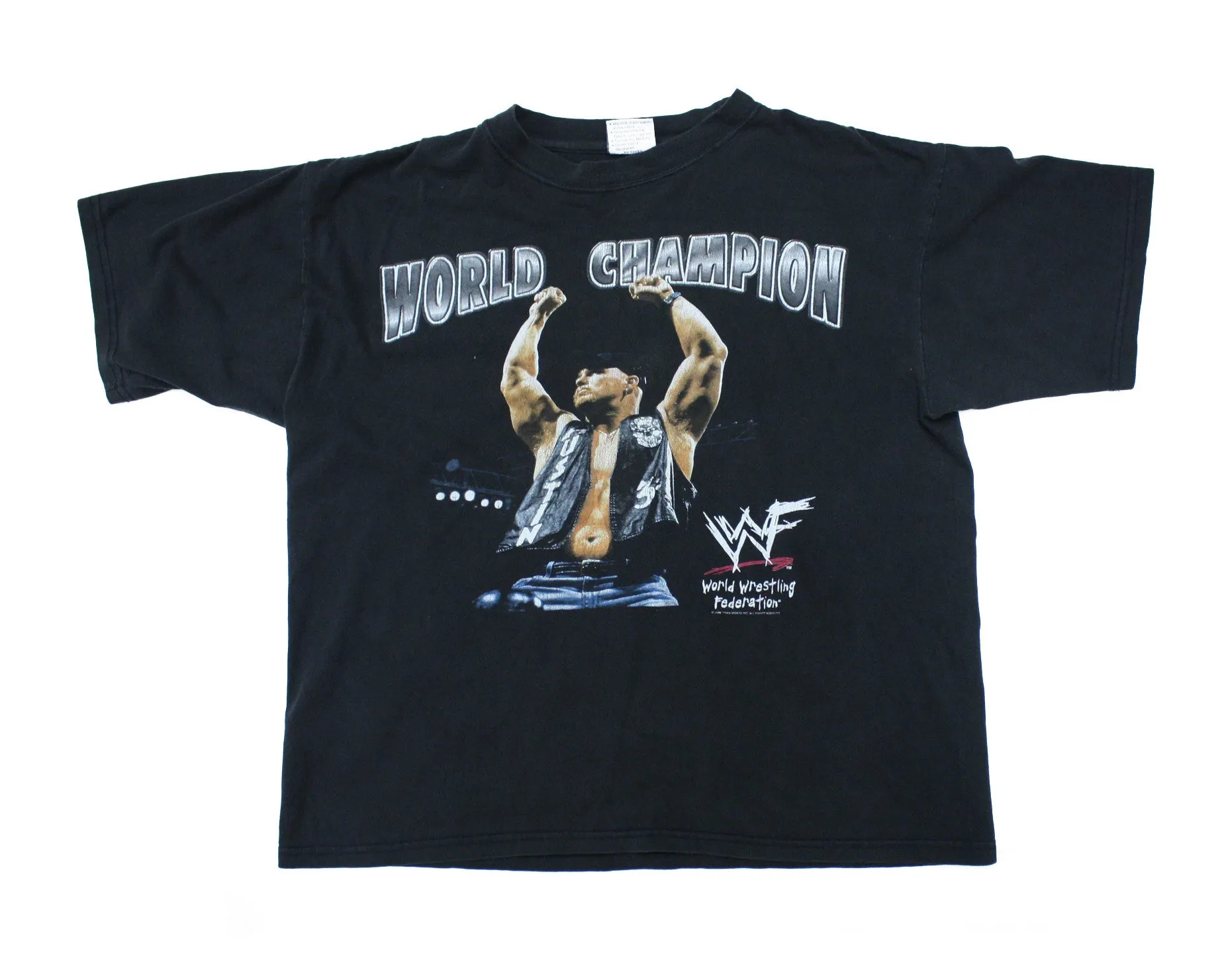 WWF STONE COLD STEVE AUSTIN 'WORLD CHAMP' VINTAGE T-SHIRT SMALL