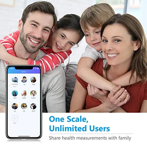 YOUNGDO Body Fat Scale [Upgraded Version to 23 Essential Measurements], Bluetooth Smart Bathroom Digital BMI Scales,Body Composition Analyzer Monitor High Precision Measuring for BMI, Body Weight etc