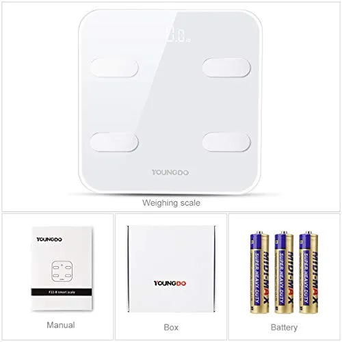 YOUNGDO Body Fat Scale [Upgraded Version to 23 Essential Measurements], Bluetooth Smart Bathroom Digital BMI Scales,Body Composition Analyzer Monitor High Precision Measuring for BMI, Body Weight etc
