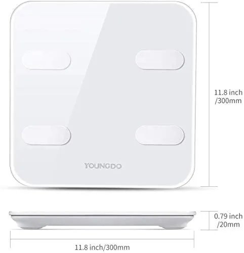 YOUNGDO Body Fat Scale [Upgraded Version to 23 Essential Measurements], Bluetooth Smart Bathroom Digital BMI Scales,Body Composition Analyzer Monitor High Precision Measuring for BMI, Body Weight etc